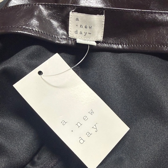 NWT A New Day Women's 20 Brown Faux Leather Midi Skirt - Picture 8 of 10